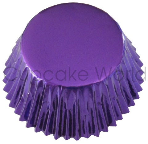 GRAPE PURPLE SHINY FOIL MUFFIN CUPCAKE PATTY CASES X25